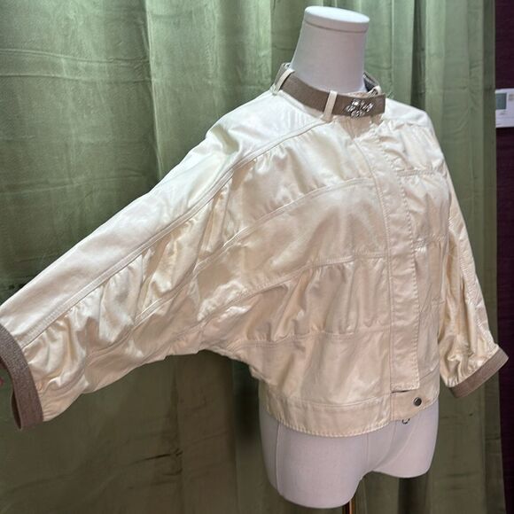 Brunello Cucinelli Cream 100% leather Bomber Jacket , M - Picture 4 of 14
